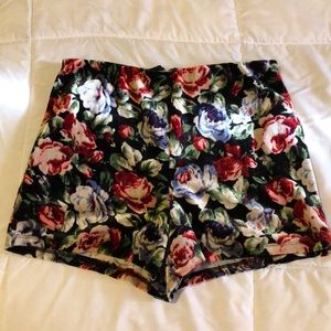 Forever 21 floral fuzzy shorts